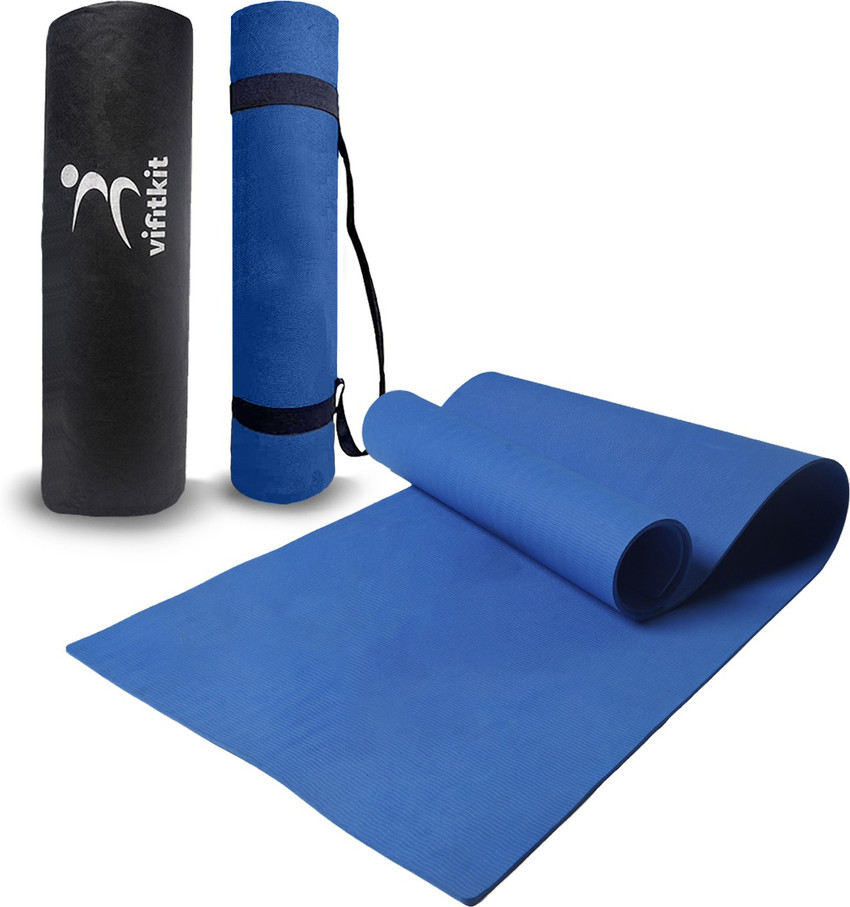 VIFITKIT Yoga Mat with Free Carrying Bag Strap For Home Gym Outdoor Workout Blue 6 mm Yoga Mat Buy VIFITKIT Yoga Mat with Free Carrying Bag Strap For