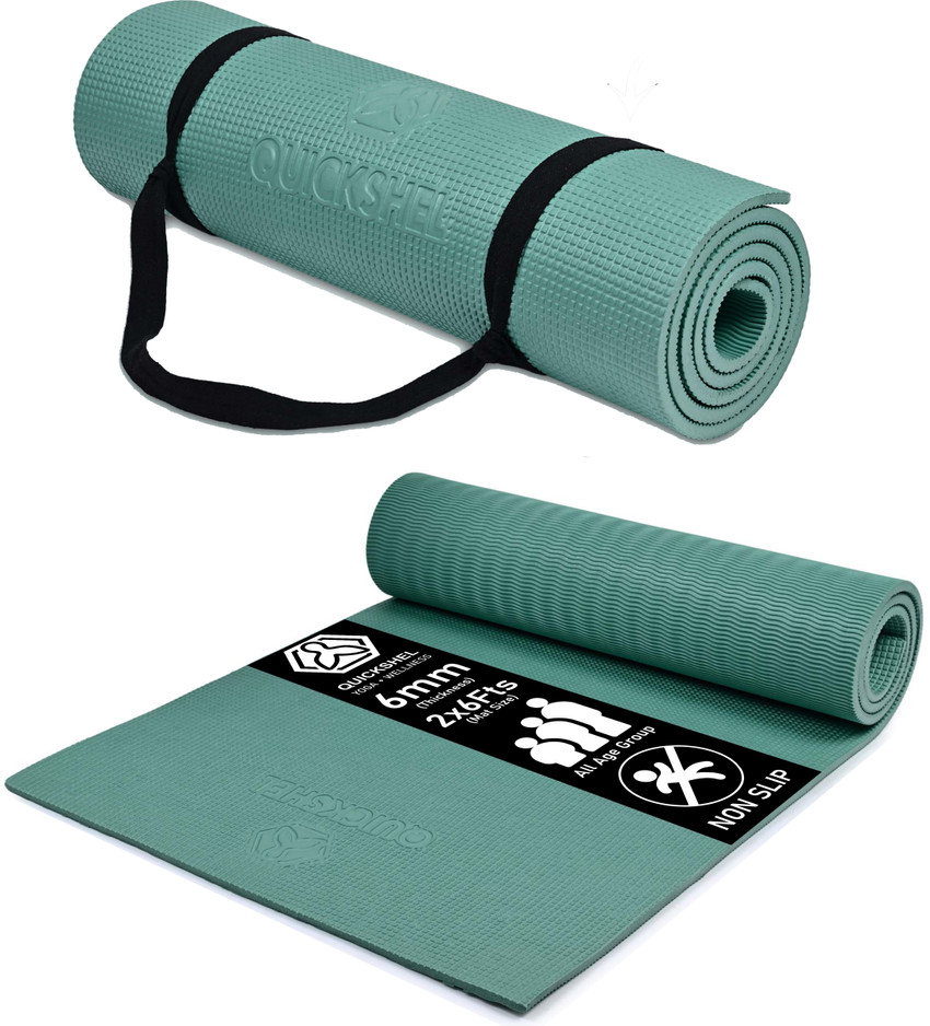 Quick Shel Yoga Mat Anti Skid Waterproof Lightweight for women men Carry Strap 2 x 6FT 6 mm Yoga Mat Buy Quick Shel Yoga Mat Anti Skid Waterproof Lightweight for women men Carry