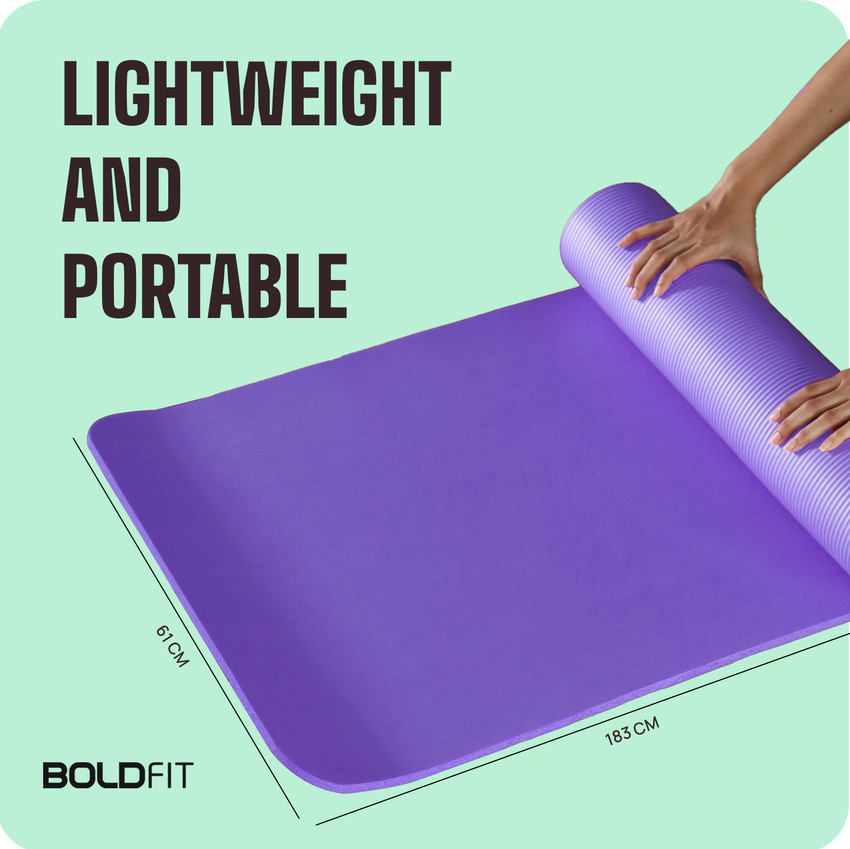 BOLDFIT NBR Yoga Mat For Women Men 10mm Thick Non Slip Exercise mat For Home Gym Workout Purple 10 mm Yoga Mat