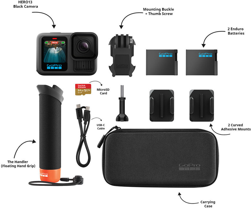 GoPro HERO13 Special Bundle -The Handler , Extra Enduro battery 