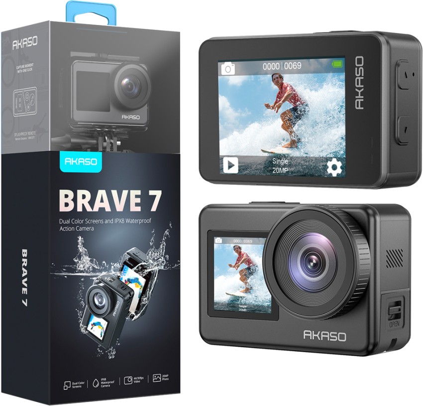 AKASO Brave 7 LE 4K30FPS 20MP WiFi Action Camera With Touch Screen Vlog  Camera EIS 2.0 Remote Control 131 Feet Underwater Camera With 2X 1350mAh  Batteries