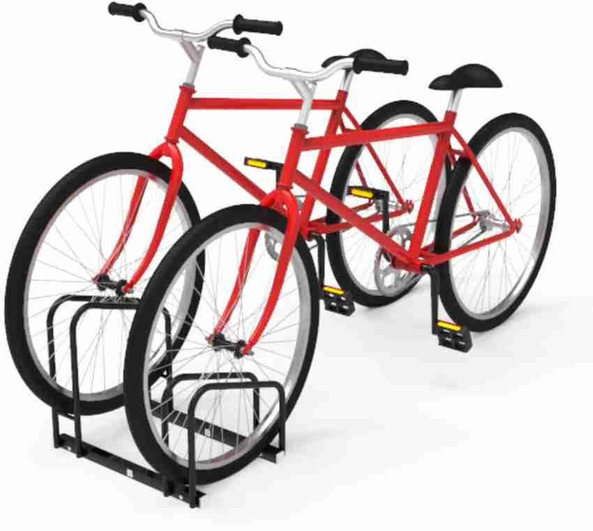 Cycle Stands India Black Floor Mount Parking Stand for 02 Bikes
