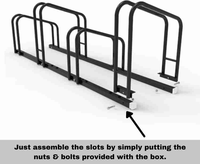 Cycle Stands India Black Floor Mount Parking Stand for 04 Bikes