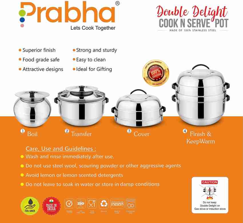 iBELL 1.5KG Stainless Steel Steam Pot, Thermal Rice Cooker with Rubber  Gasket (Induction Based Pot)