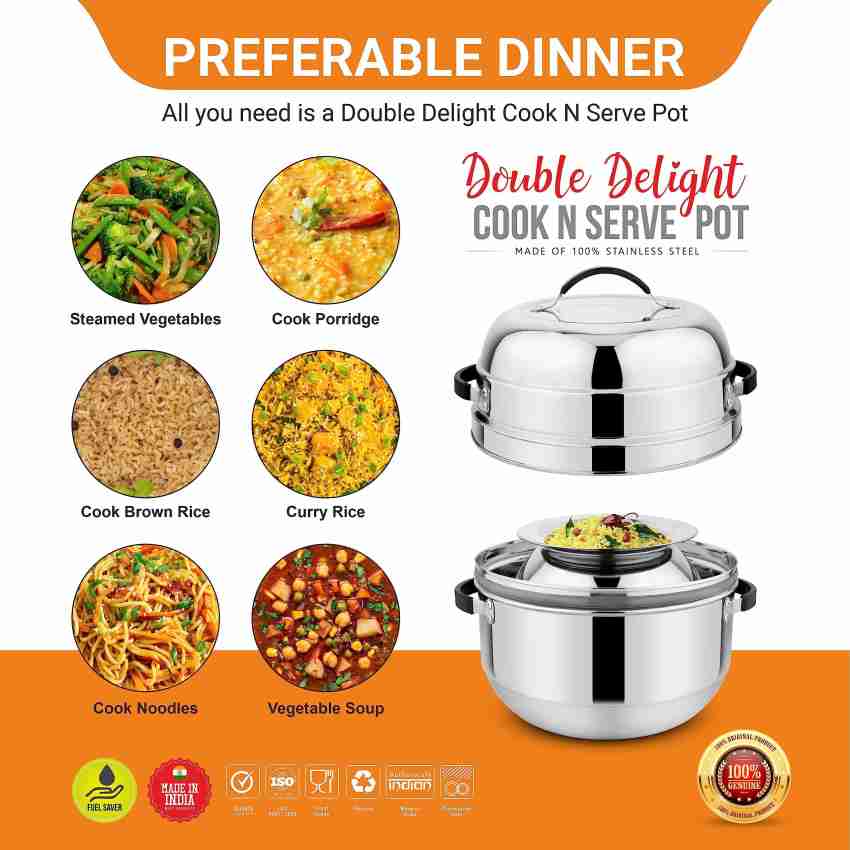 iBELL 1.5KG Stainless Steel Steam Pot, Thermal Rice Cooker with Rubber  Gasket (Induction Based Pot)