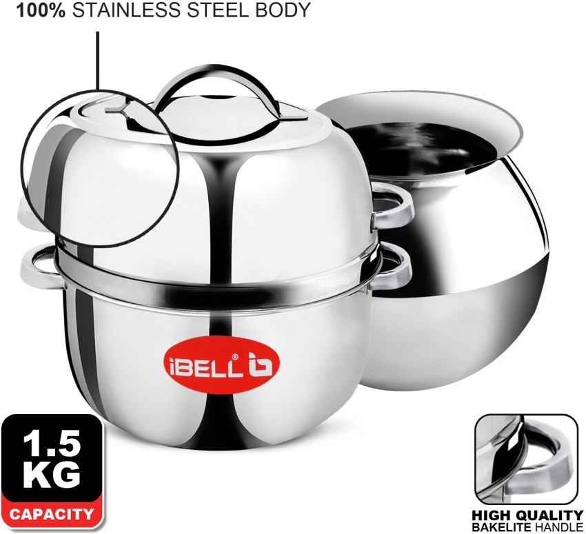 iBELL 1.5KG Stainless Steel Steam Pot, Thermal Rice Cooker with Rubber  Gasket (Induction Based Pot)