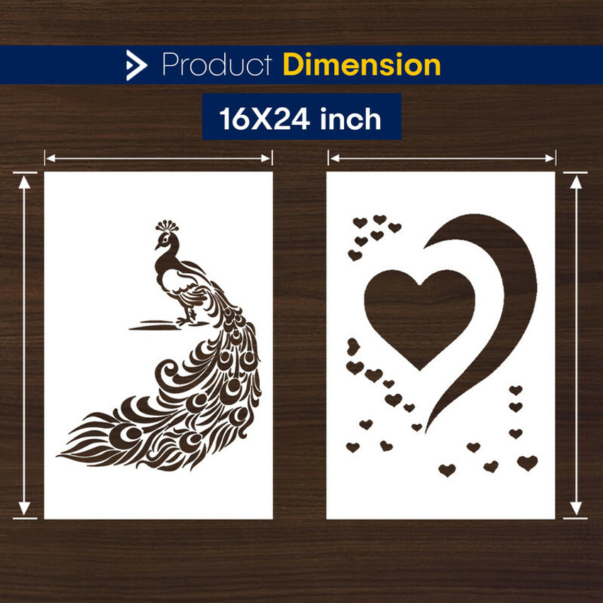 ARandNJ Painting Wall Stencils (Size :- 16 X 24 Inch) PATTERN- "National  Bird Peacock" and "Heart of Love" Design Suitable For Home Wall Decor  Stencil Price in India - Buy ARandNJ Painting