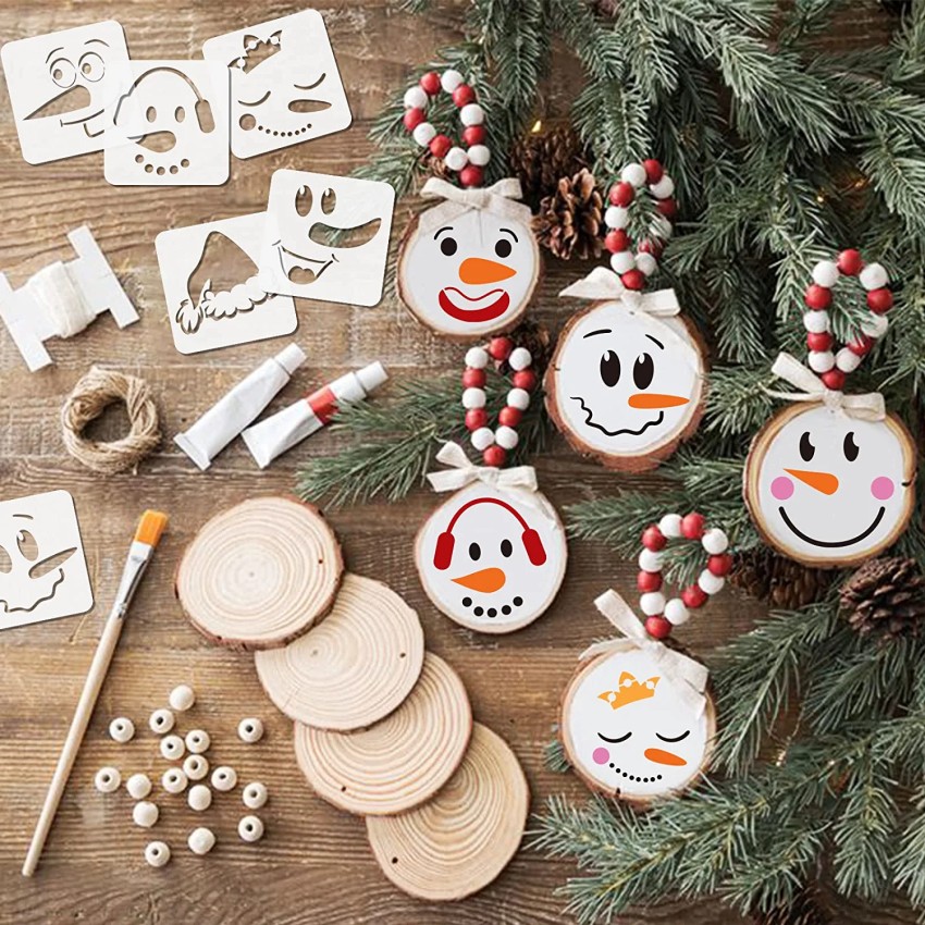 24Pcs Small Christmas Stencils 3x3 Inch for Painting on Wood Slice,DIY  Christmas Ornaments