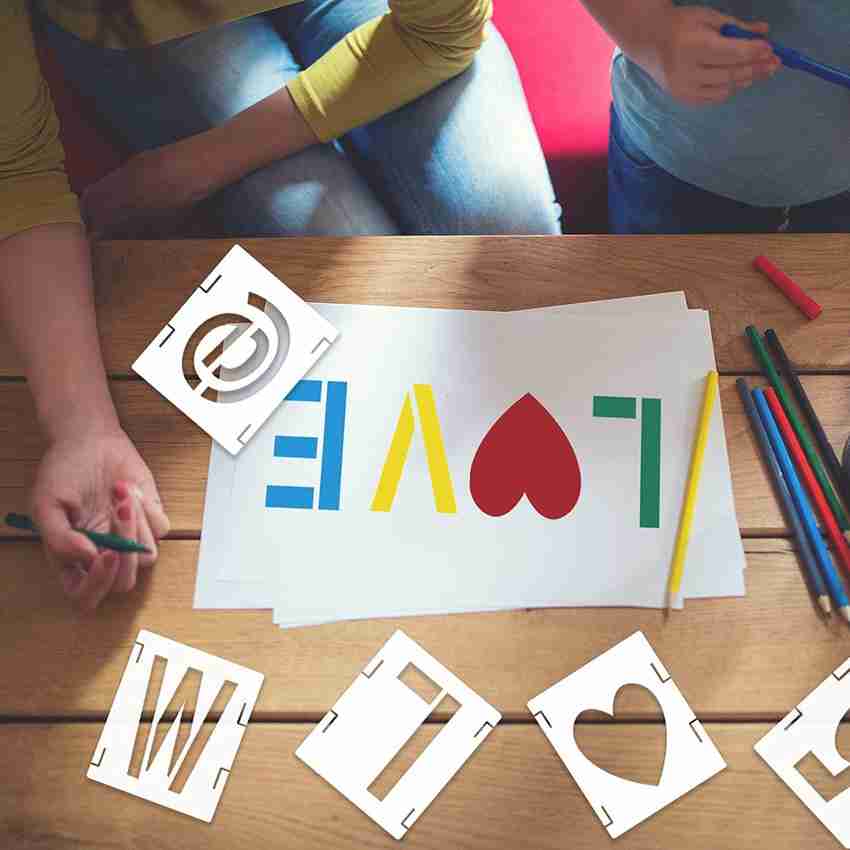 Letter Stencils Symbol Numbers Craft Stencils, 42 Pcs Reusable Alphabet Templates, Stencil Kit For Painting On Wood, Wall, Chalkboard, DIY Art Projects 5in