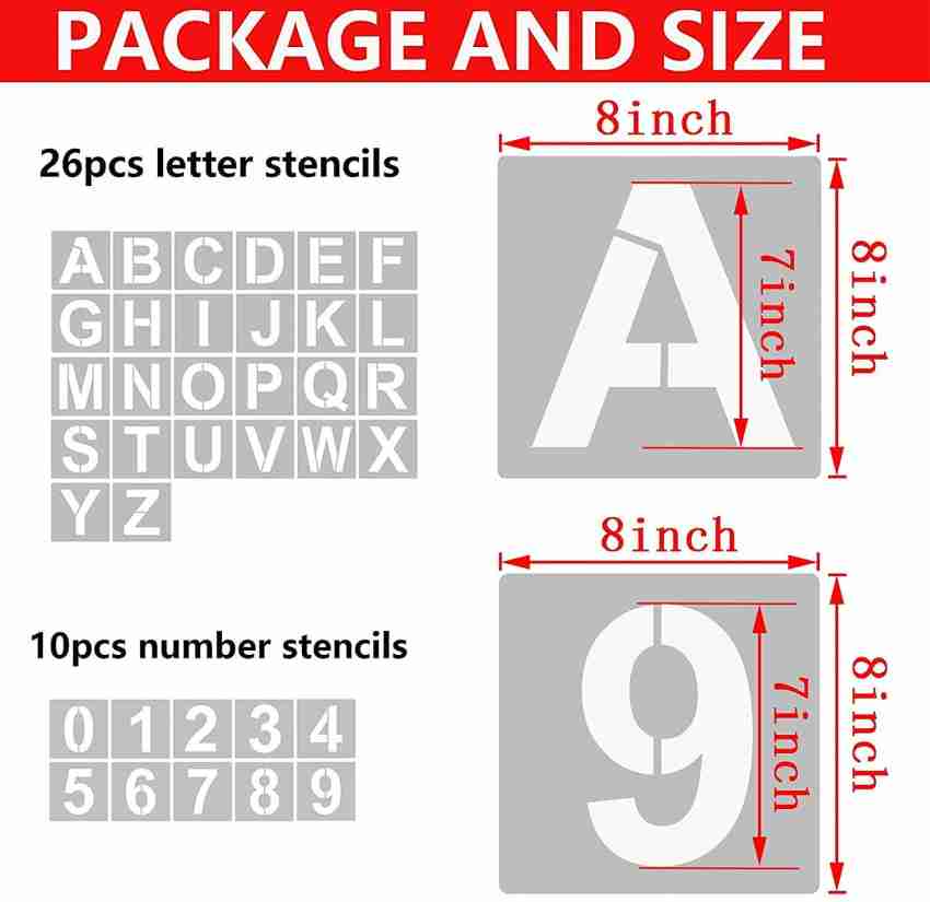 NumberStencils.Net - 8 Inch Full Block Outline Number Stencils (100 Sheet  Packs) #(8 Outline) 54