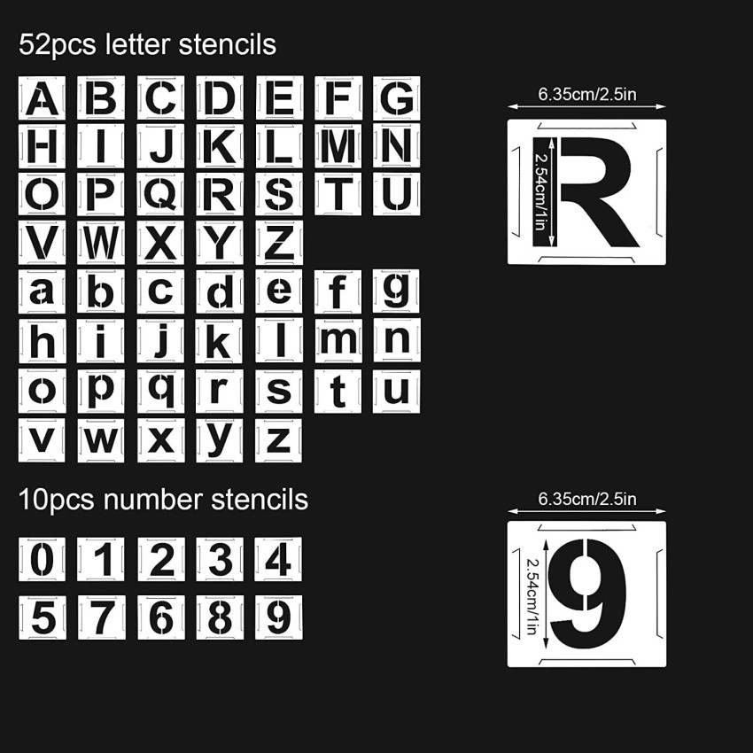 DEQUERA 1 Inch Letter Stencils Symbol Numbers Craft Stencils, 42 Pcs Alphabet  Stencils L etter Stencil Interlocking Stencil Kit Reusable Plastic Stencils  Letters and Num bers Stencil Kit Stencil Price in India 