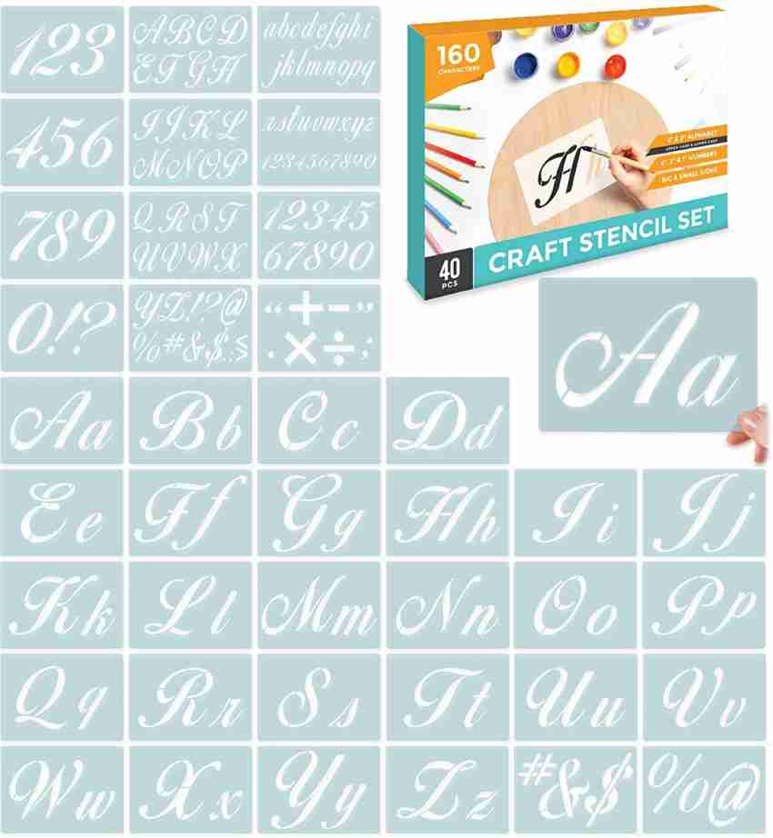 Alphabet Letter and Number Stencils 4 Inch - 40 Pack Letters and Numbers  Stencil Templates with Signs for Painting on Wood, Reusable Number and  Letter