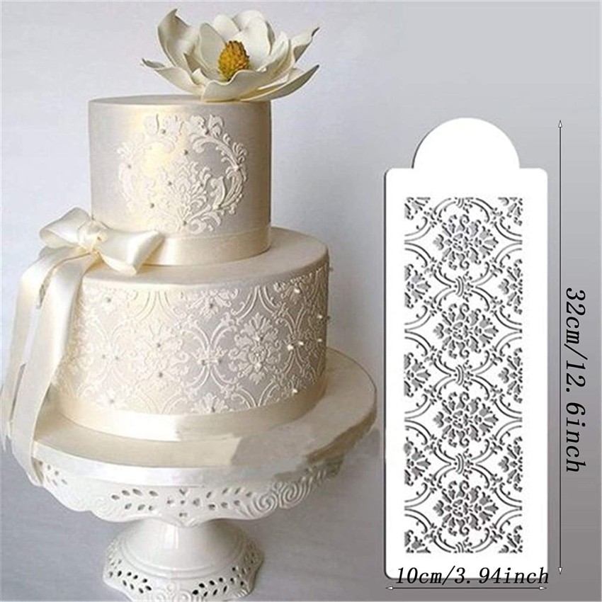 Cake Stencil, Cake Decorating Buttercream Flower Cake Decorating Tools  Printing Hollow Lace Embossed Impression Mat for Wedding Birthday Cakes