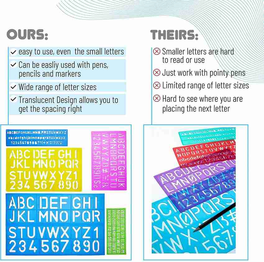 Traceease Lettering Template Multi-Sizes Alphabet Stencils