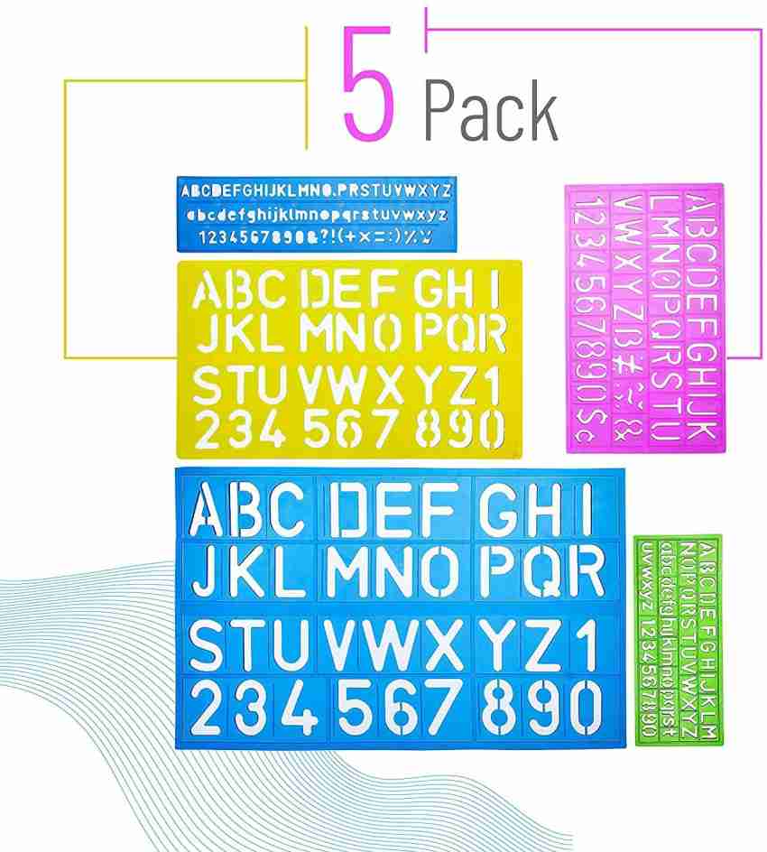 DEQUERA Alphabet Templates, Alphabet Stencils, Pack of 5, Letter Stencils,  Template Lett ers, Stencils Letters and Numbers, Art Stencils, Drawing  Tools, Drafting Supplie s, Tracing Letters and Numbers Stencil Price in  India 