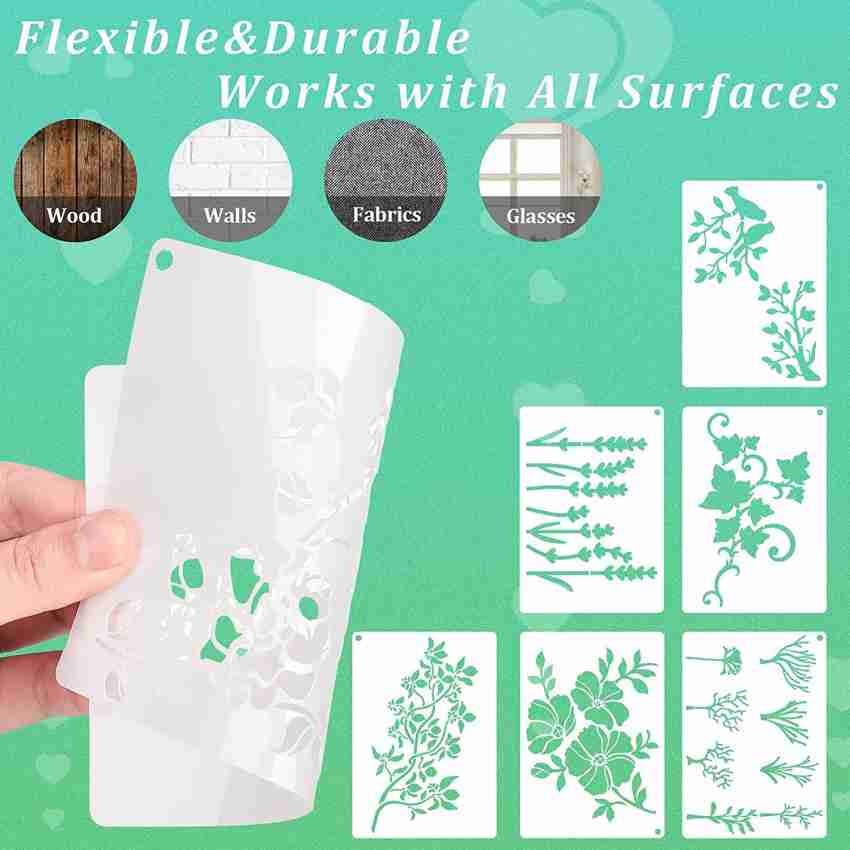 16 Pieces Wildflower Stencils for Painting Reusable Small Spring Wild  Flower