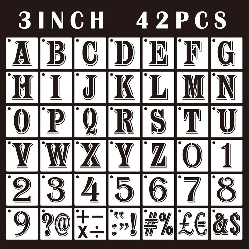 3 Inch Alphabet Letter Stencils for Painting - 42 Pack Letter and