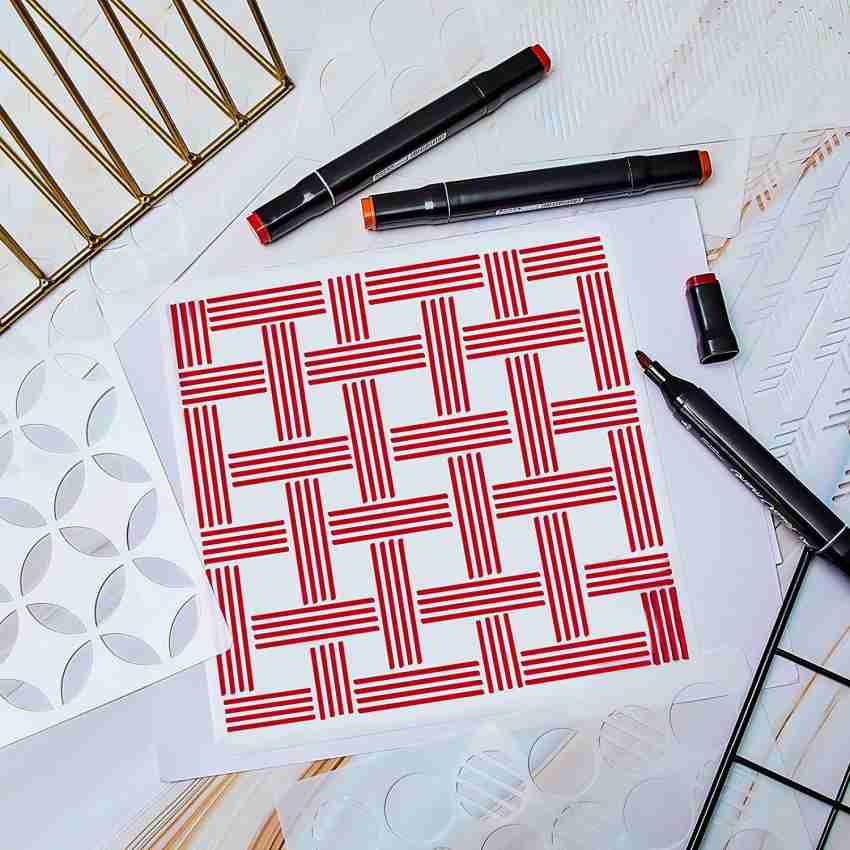 40 Pieces Geometric Stencils Painting Templates for Scrapbooking Cookie  Tile Furniture Wall Floor Decor Craft Drawing Tracing DIY Art Supplies, 5.1  x 5.1inch