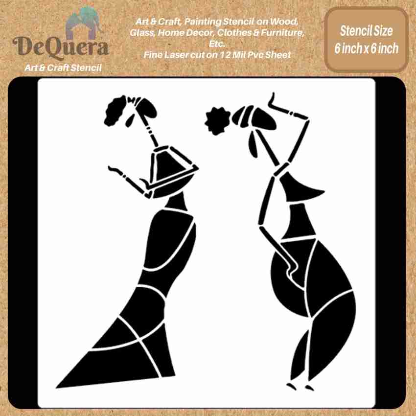 CrafTreat Tribal Stencils for Painting on Wood, Wall, Tile, Canvas, Paper  and Floor - Lonely Woman - 12x12 Inches - Reusable DIY Art and Craft  Stencils - Tribal Stencil Painting for Wall 
