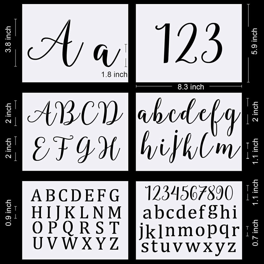 Big Klauss Letter Stencils for Painting on Wood - Alphabet Stencils with Calligraphy Font Upper Lowercase Letters - Reusable Plastic Art CR