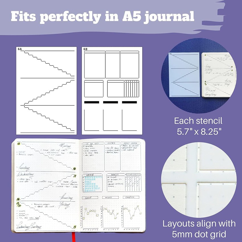 Bullet Journal Stencil, calligraphy planner stencil fits A5