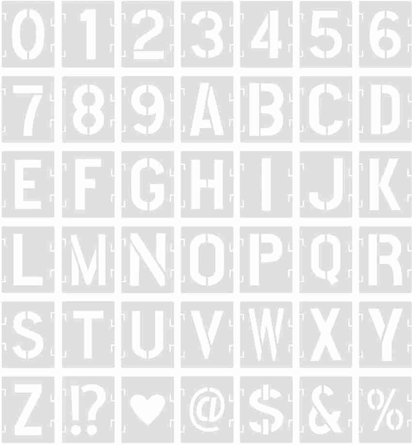 Eage Alphabet Letter Stencils 1 inch, 68 Pcs Reusable Plastic Letter Number Symbol Stencil Kit for Painting on Wood, Wall, Fabri