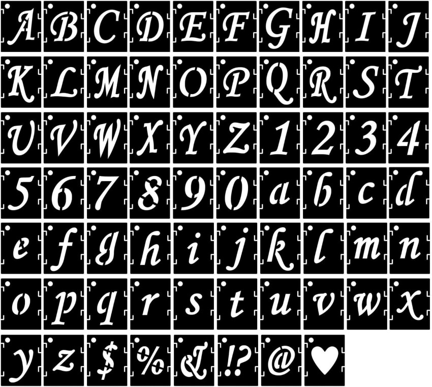 Eage Alphabet Letter Stencils 2 inch, 68 Pcs Reusable Plastic Letter Number Symbol Stencil Kit for Painting on Wood, Wall, Fabri