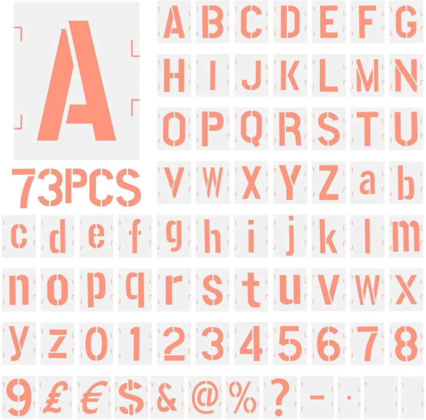 DEQUERA 73 Pieces Letter Stencils 3 Inch Number Stencils Alphabet Stencil  Kit Reusable N umber PVC Stencils Plastic Letter and Number Stencils for  Painting on Wood Wall Fabric Rock DIY School Art