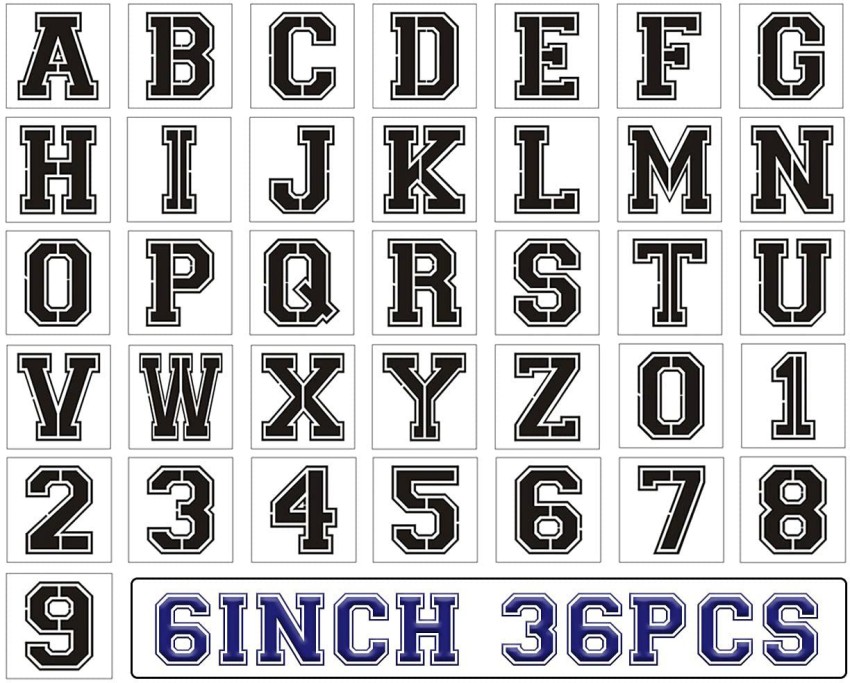 Uxcell 6 inch Letter Number Stencils 5.7 inch Width Reusable Alphabet Numbers Templates Set with Ring, White 36 Pack