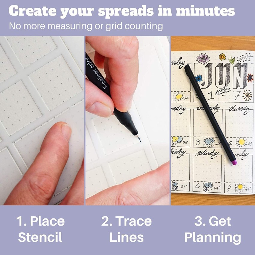 Easy to Use Stencil Set for Dotted Journals - Time Saving Planner