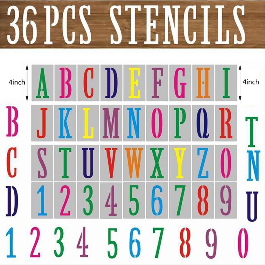 36 Pcs 4 Inch Letter Stencils Numbers Craft Stencils, Alphabet Stencils  Letter Stencil Reusable Plastic Stencils Letters and Numbers Stencil Kit  for