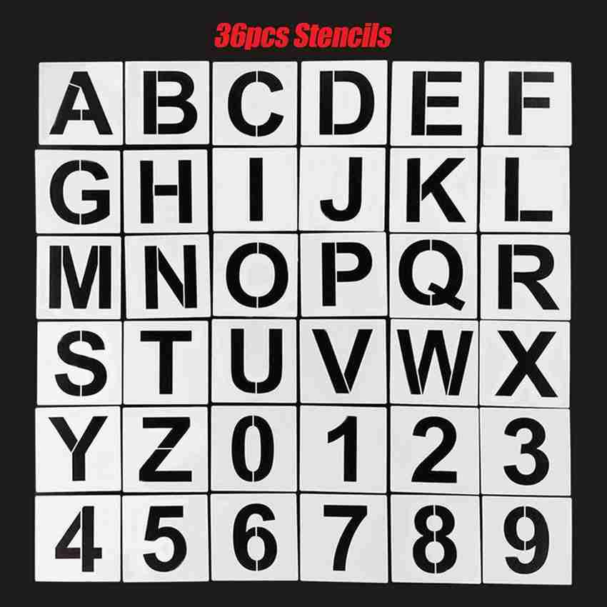 36Pcs Letter Stencils 4 inch Alphabet Templates Reusable Plastic Number  Stencils for Painting 