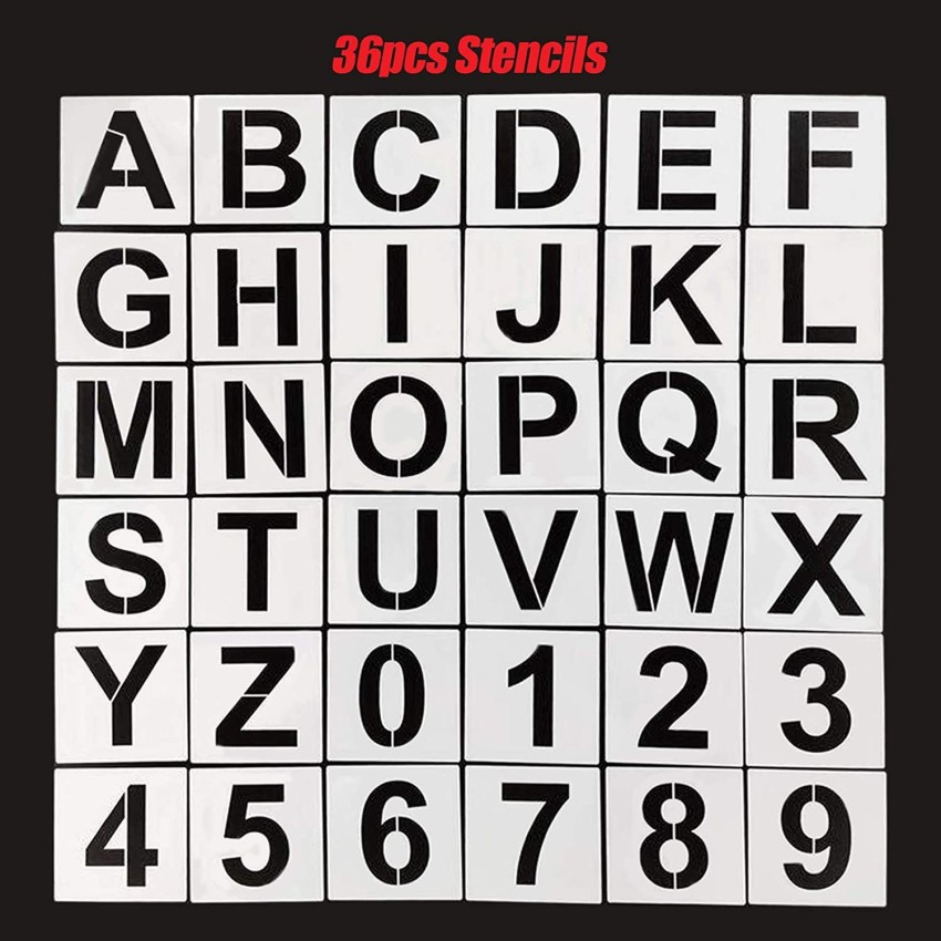 Letter Stencil Set Alphabet Number Plastic Mylar Vintage Military - 25mm -  100mm