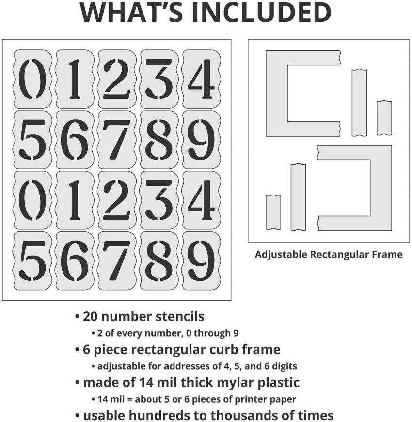 DEQUERA Stencil Kit for Address Painting, All Numbers - 14 Mil