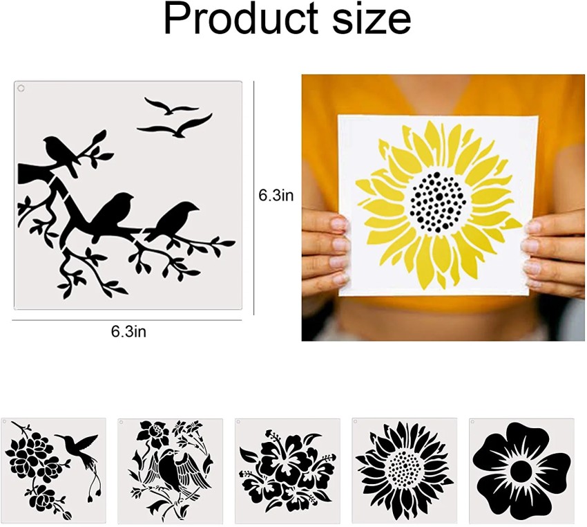 60 Pieces Stencil for Painting Reusable Stencils Wall Stencil DIY Craft  Template Paint Stencils for Painting on Wood Wall Home Decor(Flowering  Plants)