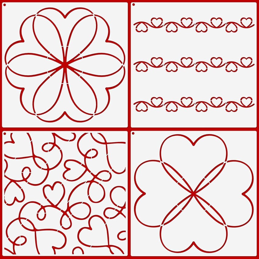 9 Pieces Flower Line Quilting Stencil Kit Sewing Stencils Flower Reusable  Template Stencils with Metal Open Ring for Sewing on Fabric Quilt Clothes