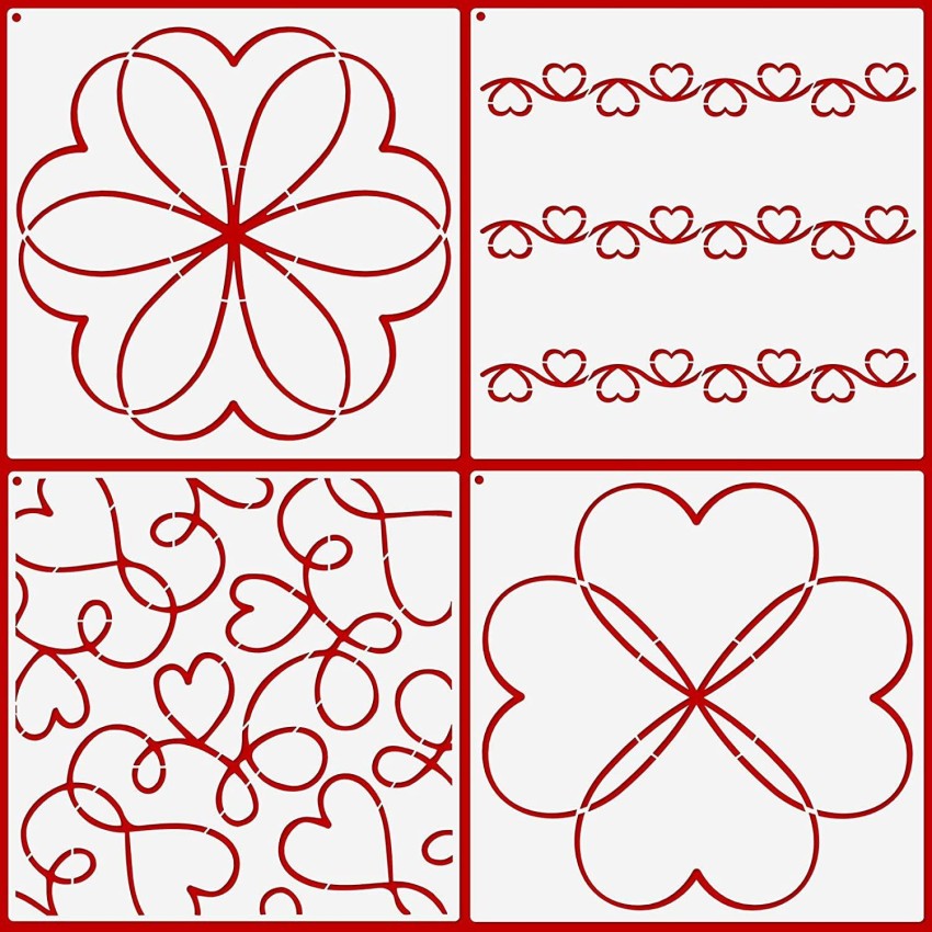 9 Pieces Flower Line Quilting Stencil Kit Sewing Stencils Flower Reusable  Mylar Template Stencils with Metal Open Ring for Sewing on Fabric Quilt  Clothes