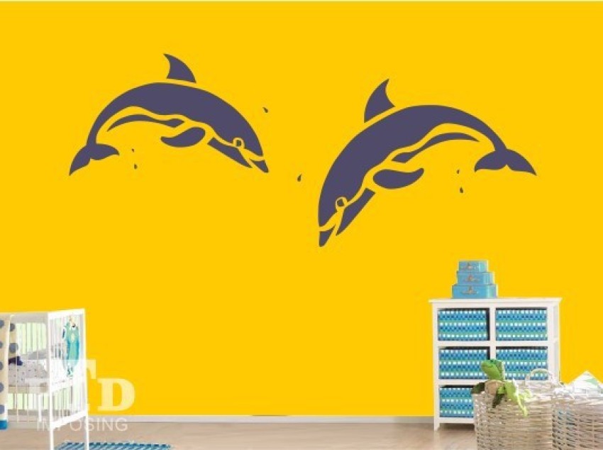 PTD imposing Dolphin kIDS wall painting stencils for home decoration, (Pack  of 2) (24 x 15 inch) (18 x 11 inch) Washable + resueable stencils Wall  stencils Stencil Price in India 
