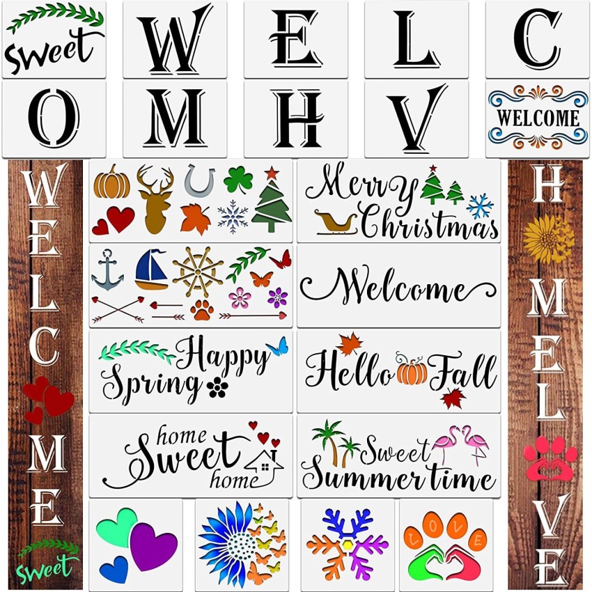 Large Vertical Welcome Sign Stencils for Painting on Wood and More