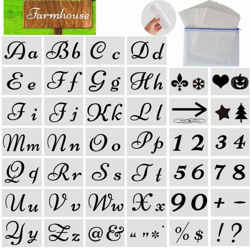 Uppercase, Lowercase & Small Letter Stencils: 3 Pack Font & Numbers-  Flexible