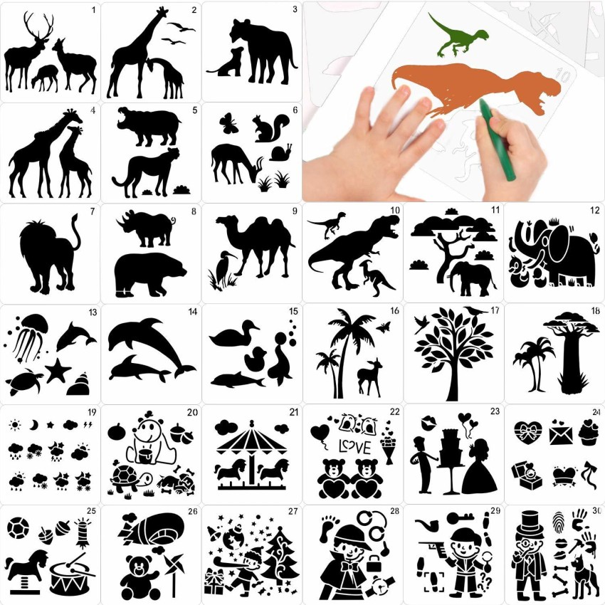 30 Pieces Drawing Stencils Set for Kids, Plastic Drawing Painting Stencil  Templates for Kids Crafts School Art Projects, Journal Stencil with 400+