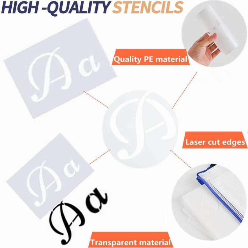 40pcs Reusable Plastic Art Craft Alphabet Stencils With Calligraphy Font  Upper And