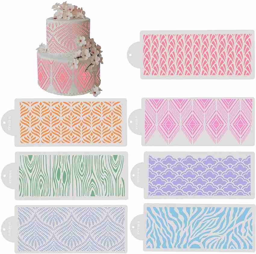  ART Kitchenware New 8pcs/set Bubble Impression Stencil  Stone,Zebra,Animal Skin Template Fondant Cake Decorating Stencil Mould  Wedding Stencil Set ST-831 Beige/Semi-Transparent: Home & Kitchen