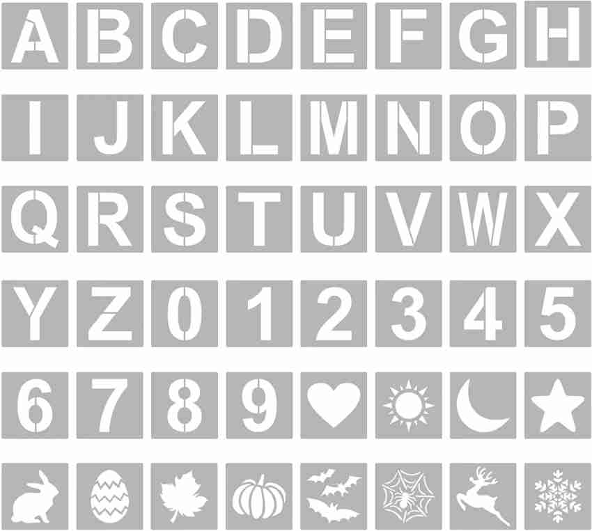 Alphabet Letter and Number Stencils 6 Inch - 40 Pack Large Letters and  Numbers Stencil Templates with Signs for Painting on Wood, Reusable Number