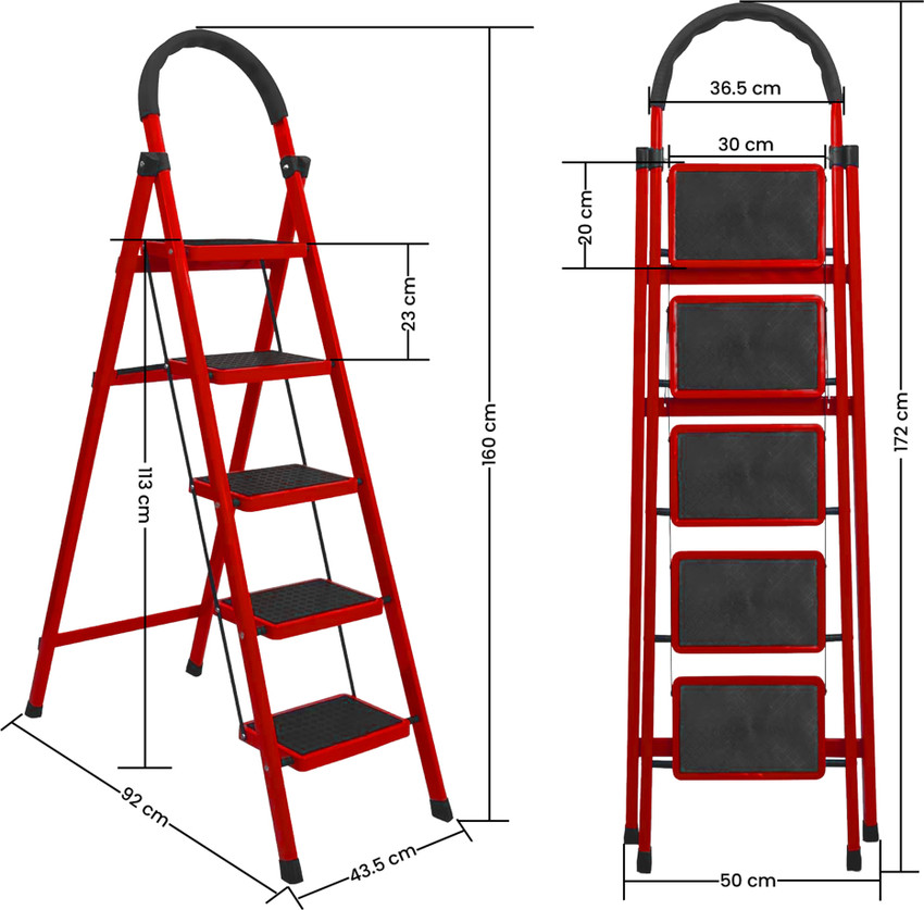 Cheston MS Steel Ladder for Home 5 Steps Foldable Anti Skid Load