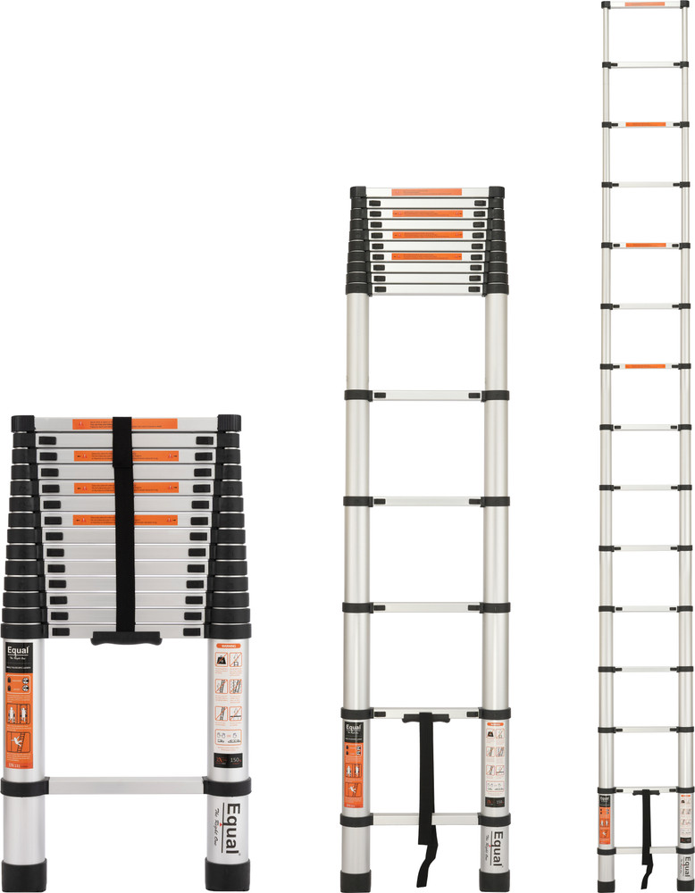 Equal 15 Feet Portable andExtension Telescopic FoldingLadder for House Outdoor 15Steps Aluminium Ladder