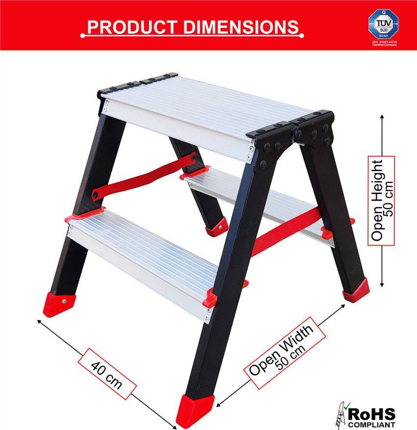 Climb High 2 Step Foldable Aluminum Stool Ladder with Anti Skid Step for Kitchen Aluminium Ladder Price in India Buy Climb High 2 Step Foldable Aluminum Stool Ladder with Anti Skid Step for