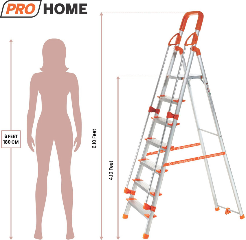ProHome Ladder with Railing 7 steps aluminium material with railing ladder for home Aluminium Ladder Price in India Buy ProHome Ladder with Railing 7 steps aluminium material with railing ladder for
