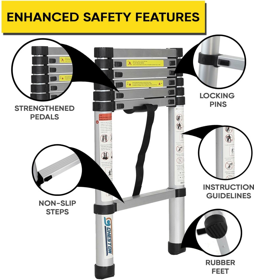 Inditradition 19 Feet High Length Wall Supported Aluminium Extension  Telescopic Ladder for Indoor & Outdoor Use