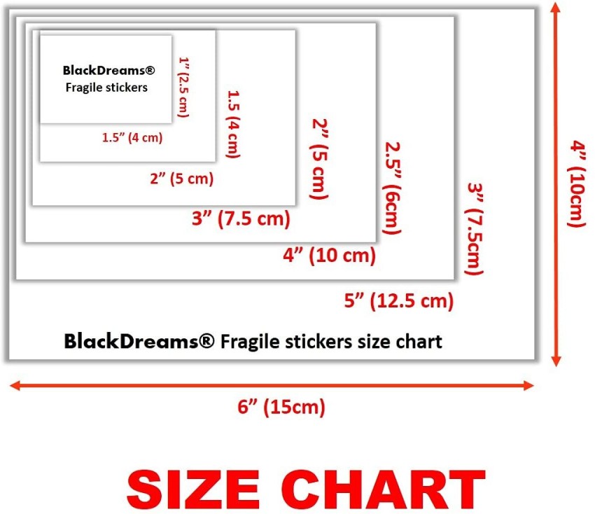BlackDreams® Fragile do not Drop Big Attractive Logo Sticker/Labels (2x2  inch (100 Stickers), White & RED)